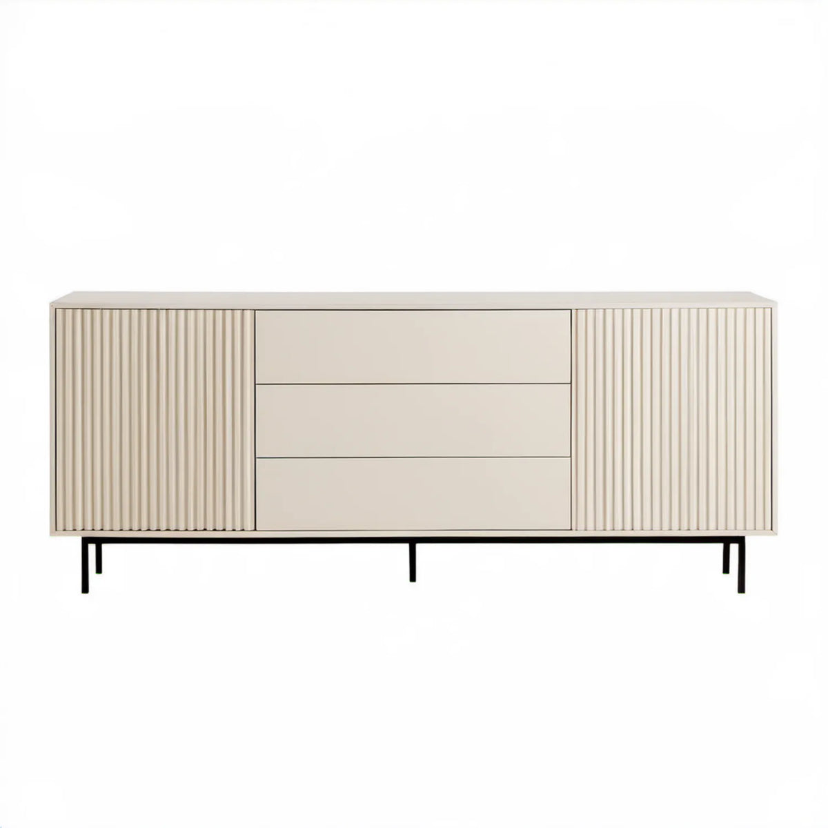 Komoda do salonu z MDF, beżowo-czarna, 160 x 40 x 75 cm