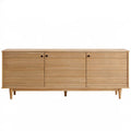 Komoda do salonu z 3 drzwiami z naturalnego bambusa, 180 × 40 × 75 cm, naturalna/czarna