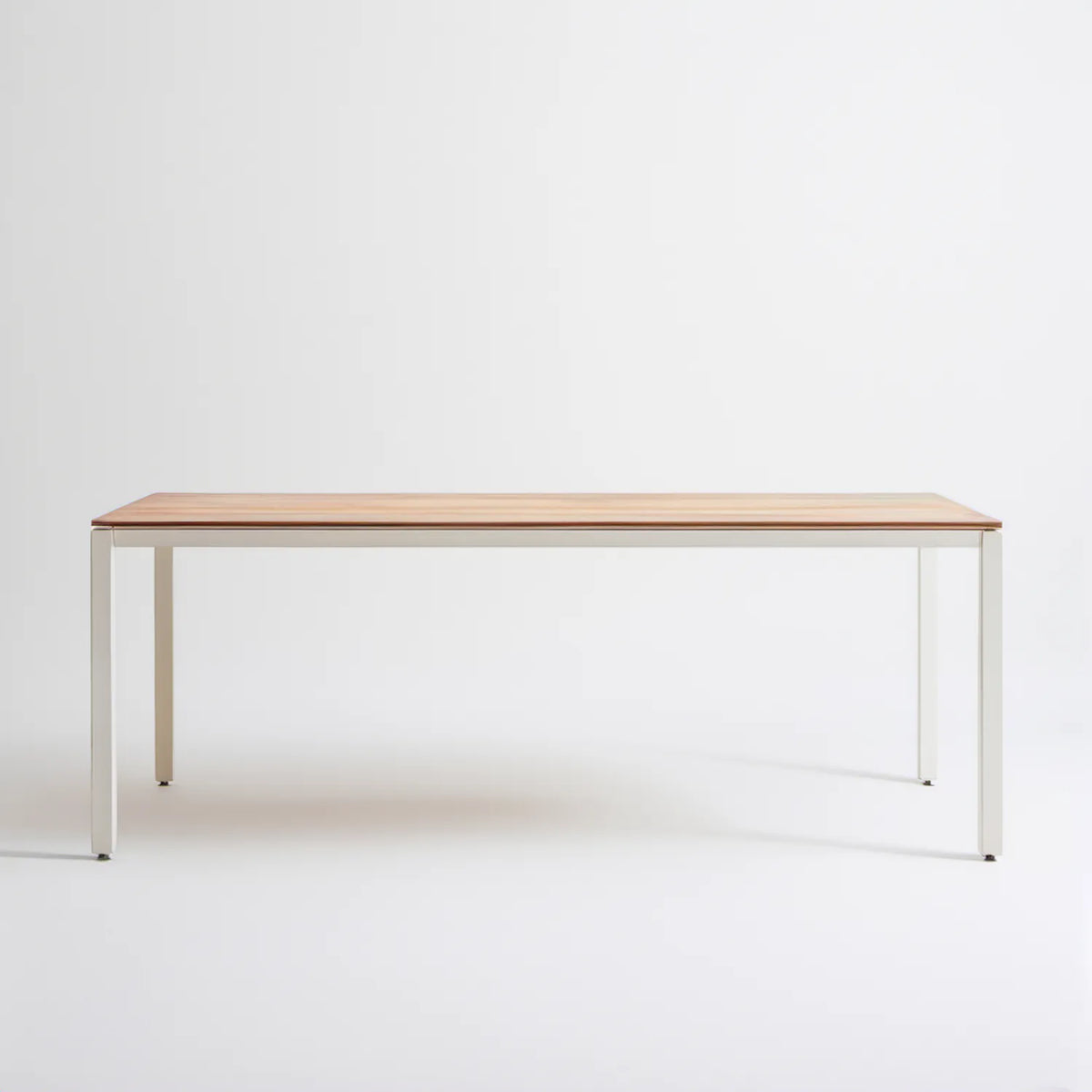 Prostokątny stół z blatem MDF w okleinie drewnianej, beżowy/biały, 160 x 80 x 75 cm