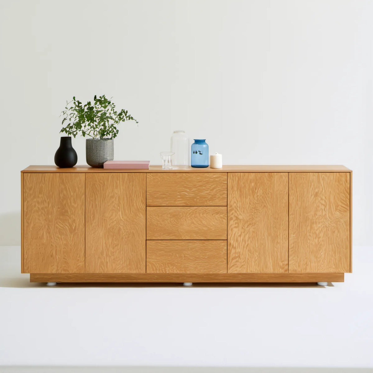 Komoda prostokątna z MDF fornirowanego dębem, naturalny dąb, 200 x 45 x 75 cm